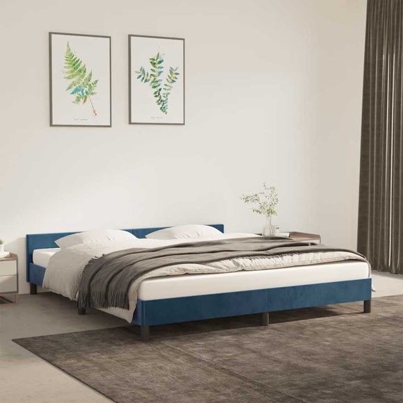 vidaXL Bettgestell mit Kopfteil Dunkelblau 160x200 cm Samt