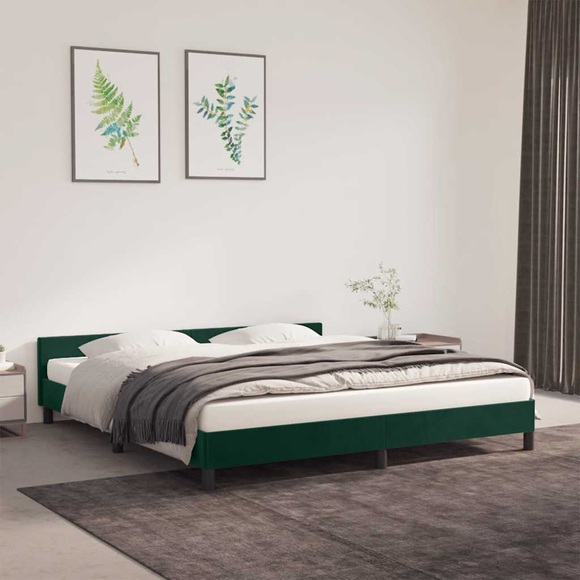 vidaXL Bettgestell mit Kopfteil Dunkelgrün 180x200 cm Samt