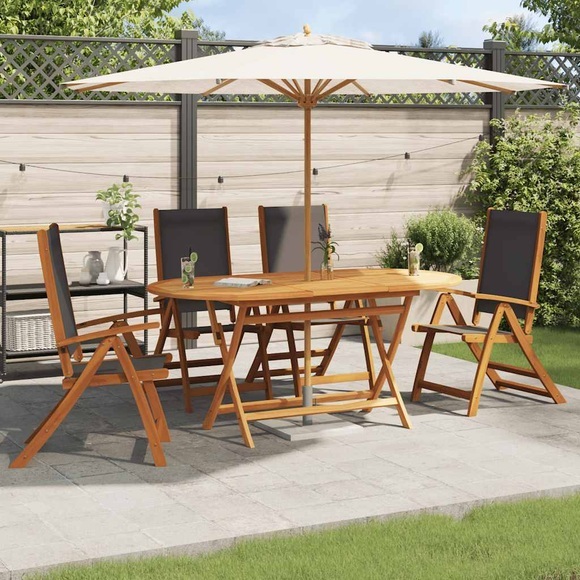 vidaXL Klappbare Gartenstühle 4 Stk. Massivholz Akazie und Textilene