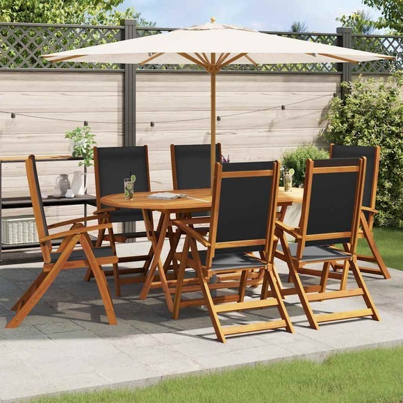 vidaXL Klappbare Gartenstühle 6 Stk. Massivholz Akazie und Textilene