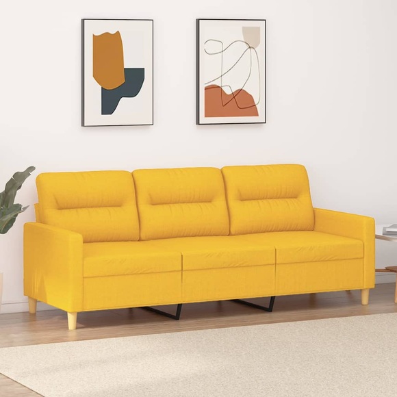 vidaXL 3-Sitzer-Sofa Hellgelb 180 cm Stoff