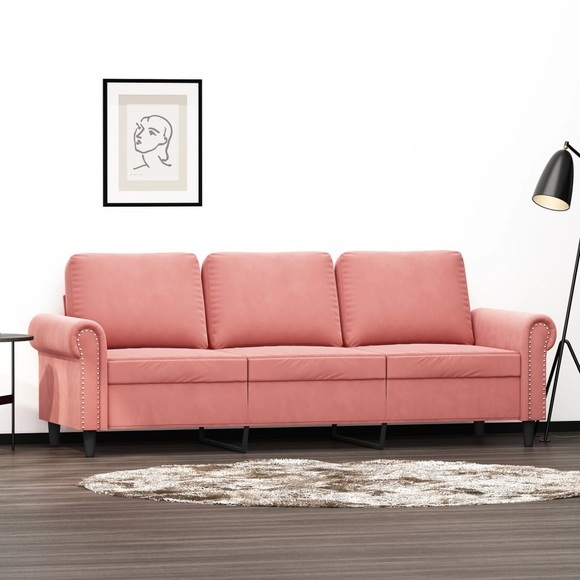 vidaXL 3-Sitzer-Sofa Rosa 180 cm Samt
