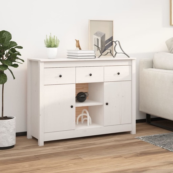 vidaXL Sideboard Weiß 100x35x74,5 cm Massivholz Kiefer