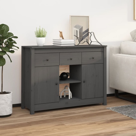 vidaXL Sideboard Grau 100x35x74,5 cm Massivholz Kiefer