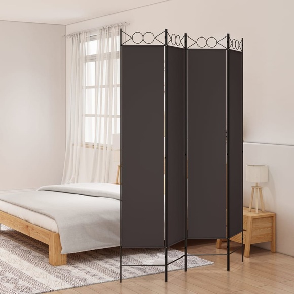 vidaXL 4-tlg. Paravent Braun 160x220 cm Stoff