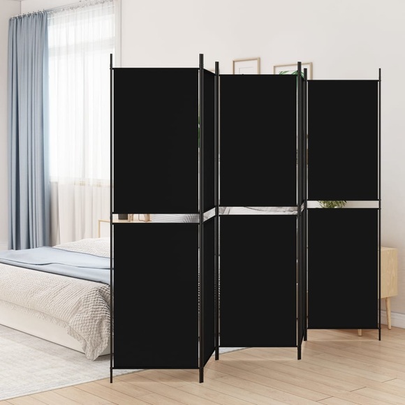 vidaXL 5-tlg. Paravent Schwarz 250x200 cm Stoff