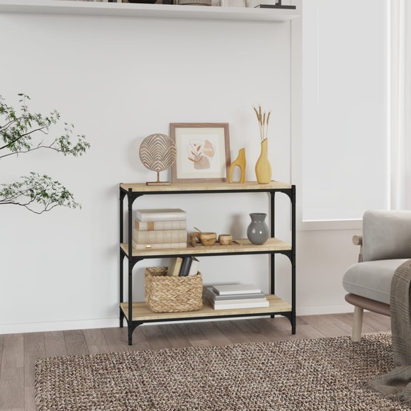 vidaXL Bücherregal Sonoma-Eiche 80x33x70,5 cm Holzwerkstoff und Stahl