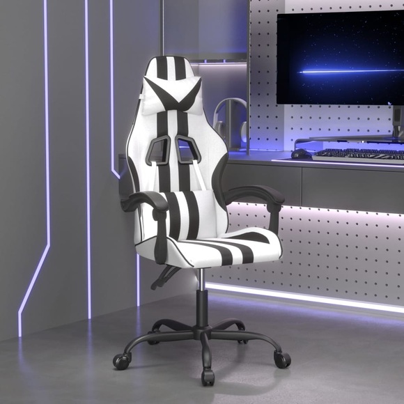 vidaXL Gaming-Stuhl Drehbar Weiß und Schwarz Kunstleder