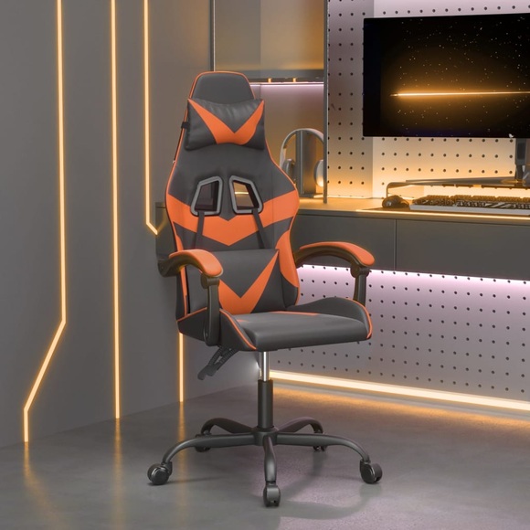 vidaXL Gaming-Stuhl Drehbar Schwarz und Orange Kunstleder