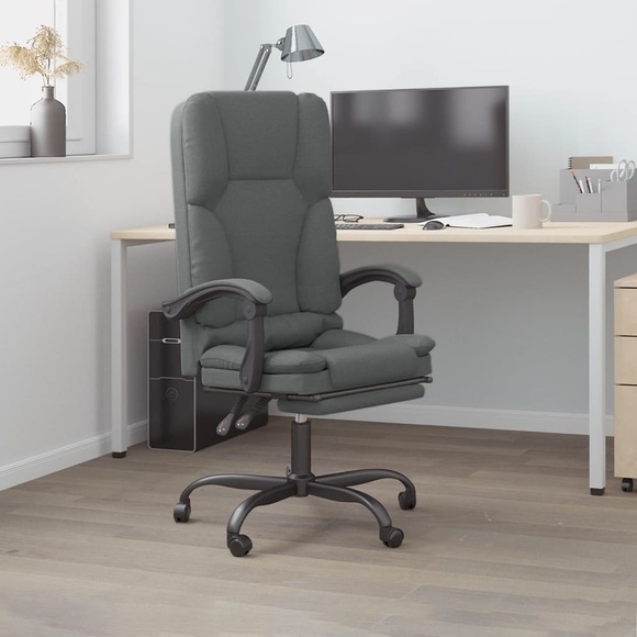 vidaXL Bürostuhl mit Massagefunktion Dunkelgrau Stoff