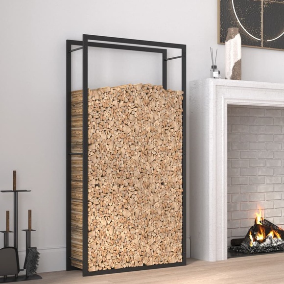 vidaXL Brennholzregal Mattschwarz 80x28x154 cm Stahl