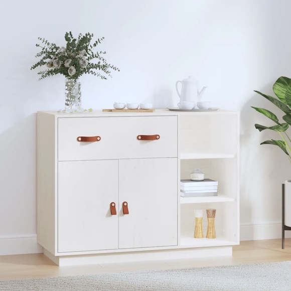 vidaXL Sideboard Weiß 98,5x40x75 cm Massivholz Kiefer