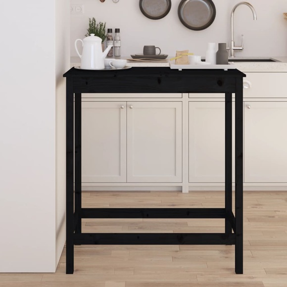 vidaXL Bartisch Schwarz 100x50x110 cm Massivholz Kiefer