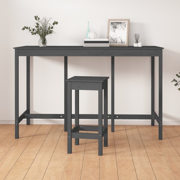 vidaXL Bartisch Grau 180x80x110 cm Massivholz Kiefer