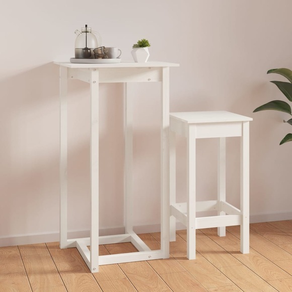 vidaXL Bartisch Weiß 60x60x110 cm Massivholz Kiefer