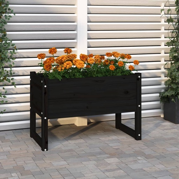 vidaXL Pflanzkübel Schwarz 78x40x52 cm Massivholz Kiefer