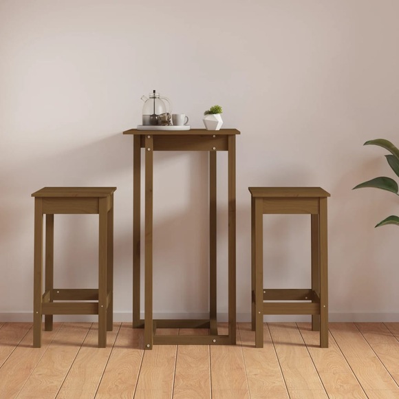 vidaXL 3-tlg. Bar-Set Honigbraun Massivholz Kiefer