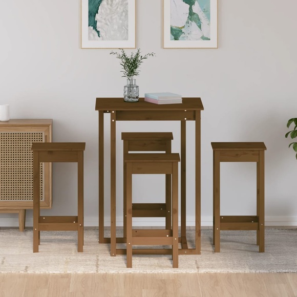 vidaXL 5-tlg. Bar-Set Honigbraun Massivholz Kiefer