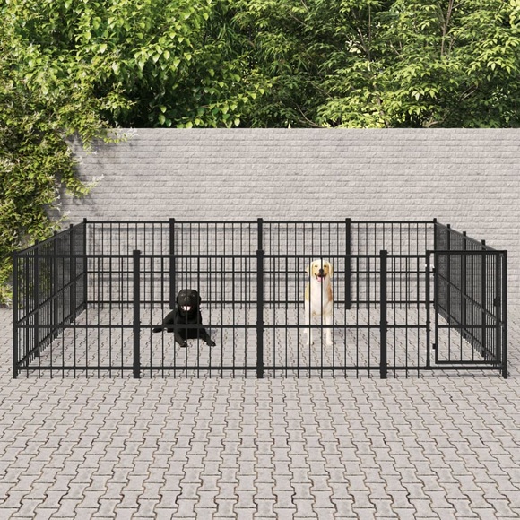 vidaXL Outdoor-Hundezwinger Stahl 15,05 m²