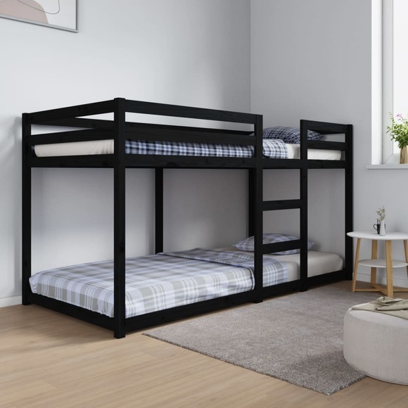 vidaXL Etagenbett Schwarz 90x200 cm Massivholz Kiefer