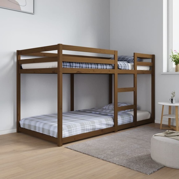 vidaXL Etagenbett Honigbraun 90x190 cm Massivholz Kiefer