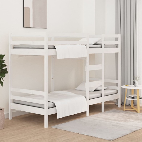 vidaXL Etagenbett Weiß 90x190 cm Massivholz Kiefer