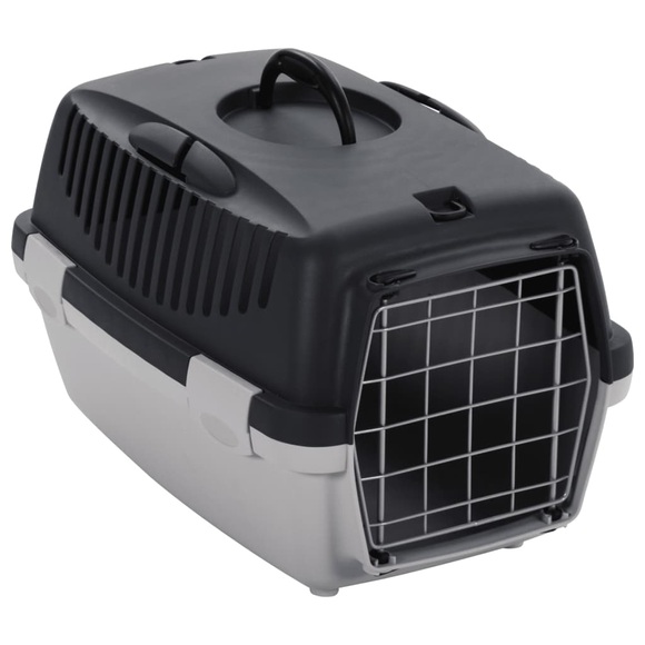 vidaXL Transportbox für Haustiere Grau und Schwarz 48x32x31 cm PP