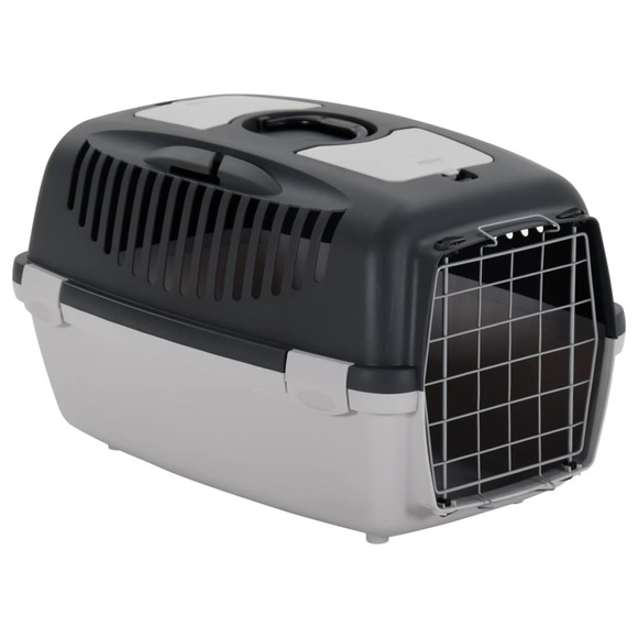 vidaXL Transportbox für Haustiere Grau und Schwarz 61x40x38 cm PP