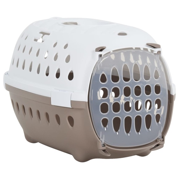 vidaXL Transportbox für Haustiere Weiß und Braun 50x34,5x32 cm PP
