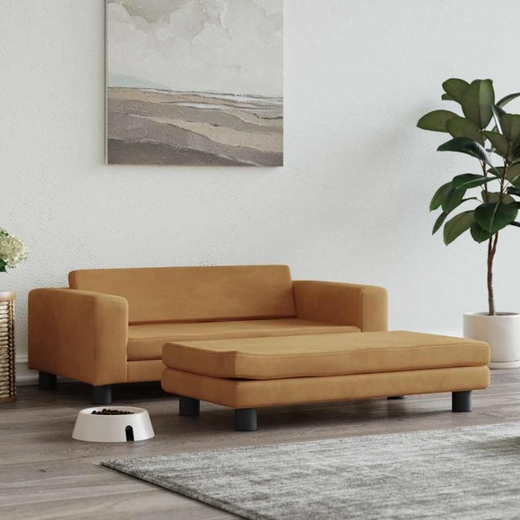 vidaXL Hundebett mit Verlängerung Braun 100x50x30 cm Samt