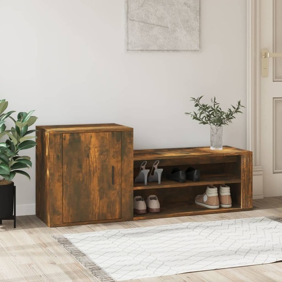 vidaXL Schuhschrank Räuchereiche 130x35x54 cm Holzwerkstoff