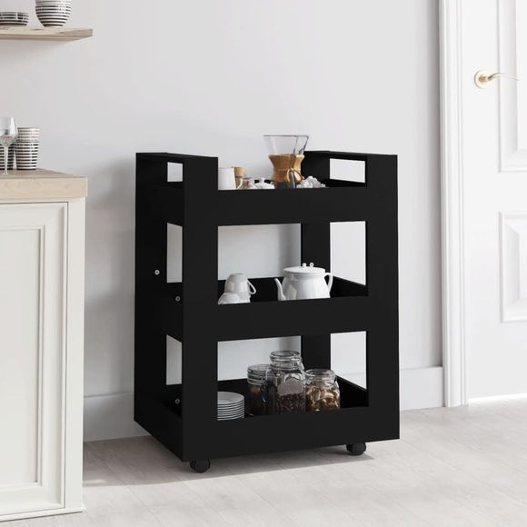vidaXL Küchenwagen Schwarz 60x45x80 cm Holzwerkstoff