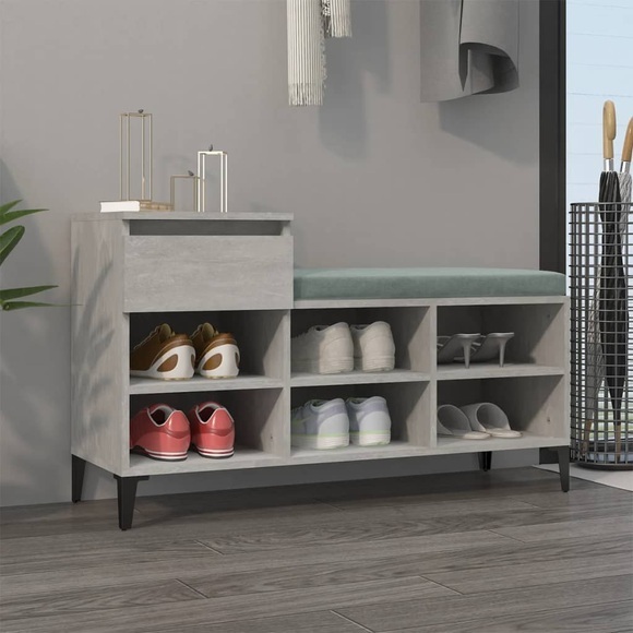 vidaXL Schuhregal Betongrau 102x36x60 cm Holzwerkstoff