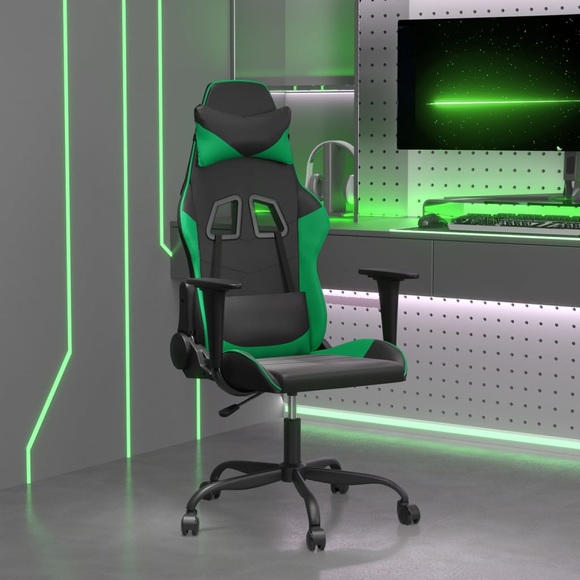 vidaXL Gaming-Stuhl Schwarz und Grün Kunstleder