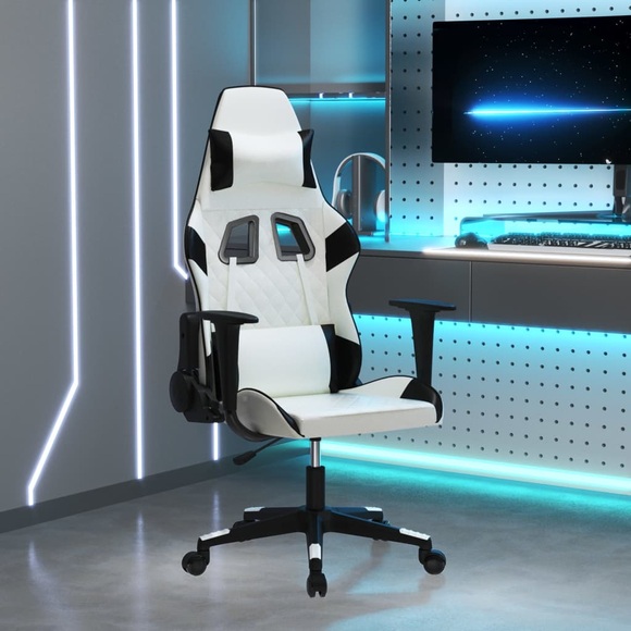 vidaXL Gaming-Stuhl Weiß und Schwarz Kunstleder
