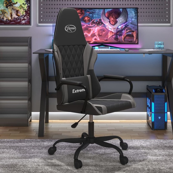 vidaXL Gaming-Stuhl Schwarz und Grau Kunstleder