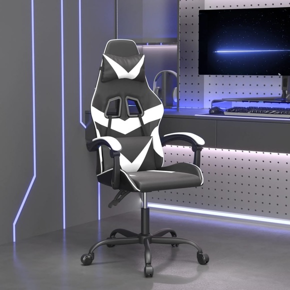 vidaXL Gaming-Stuhl Schwarz und Weiß Kunstleder