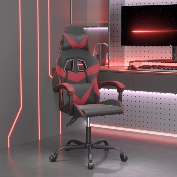 vidaXL Gaming-Stuhl Schwarz und Weinrot Kunstleder
