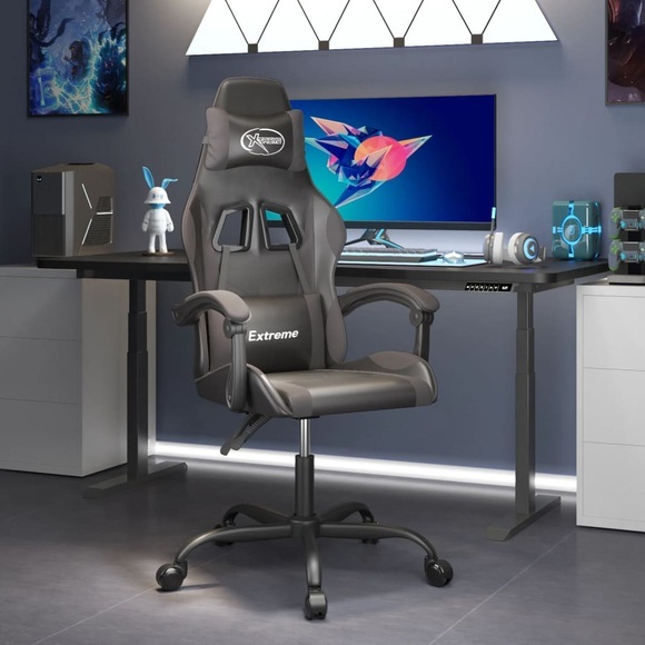 vidaXL Gaming-Stuhl Schwarz und Grau Kunstleder