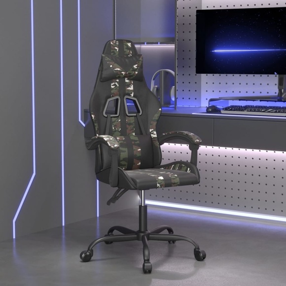 vidaXL Gaming-Stuhl Schwarz und Tarnfarben Kunstleder