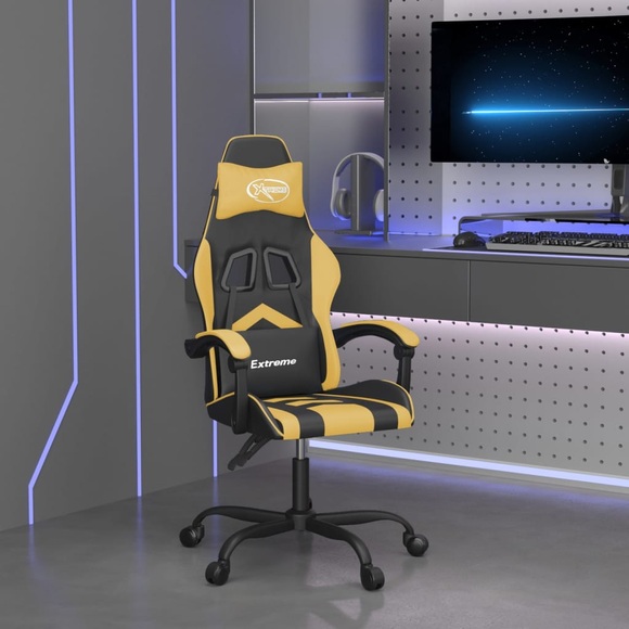 vidaXL Gaming-Stuhl Schwarz und Golden Kunstleder