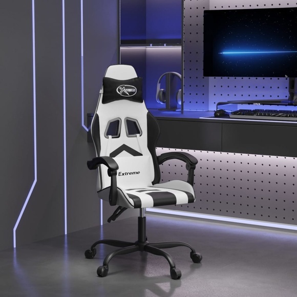 vidaXL Gaming-Stuhl Weiß und Schwarz Kunstleder