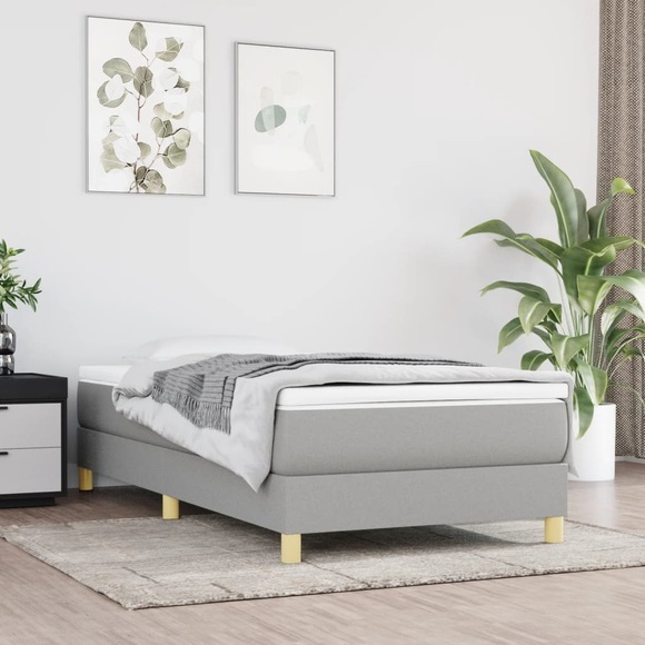 vidaXL Boxspringbett Hellgrau 100x200 cm Stoff