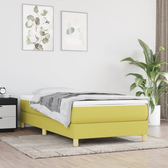 vidaXL Boxspringbett Grün 100x200 cm Stoff