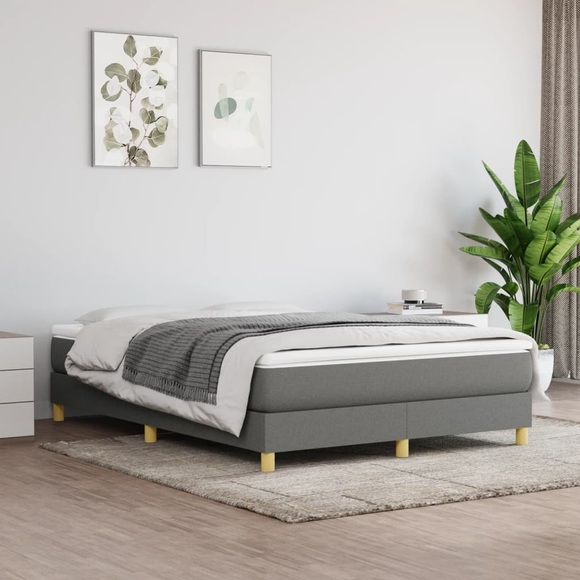 vidaXL Boxspringbett Dunkelgrau 140x190 cm Stoff