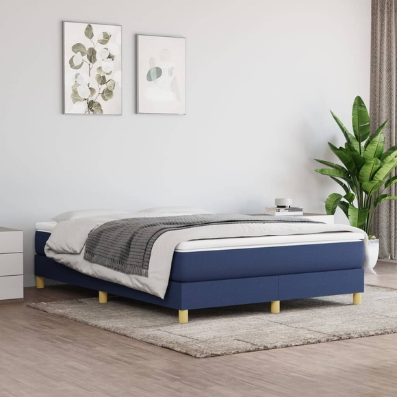 vidaXL Boxspringbett Blau 140x190 cm Stoff