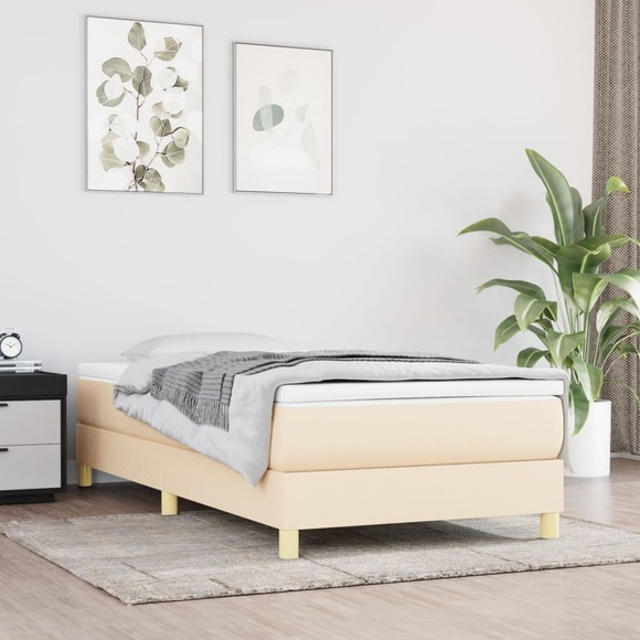 vidaXL Boxspringbett Creme 80x200 cm Stoff