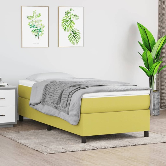 vidaXL Boxspringbett Grün 90x190 cm Stoff