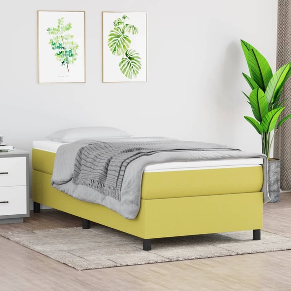 vidaXL Boxspringbett Grün 100x200 cm Stoff