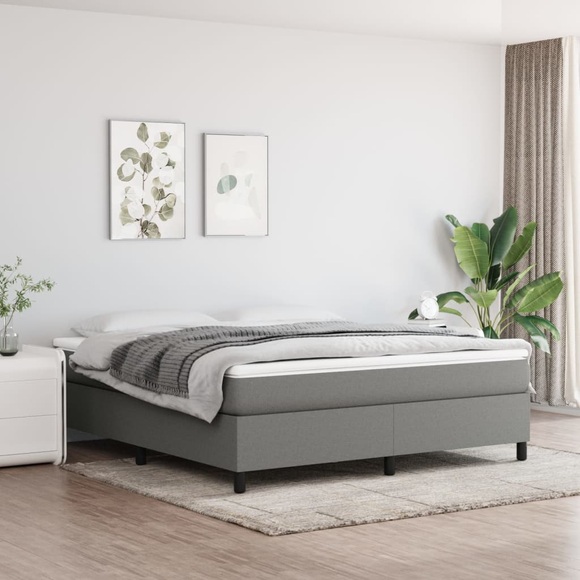 vidaXL Boxspringbett Dunkelgrau 160x200 cm Stoff